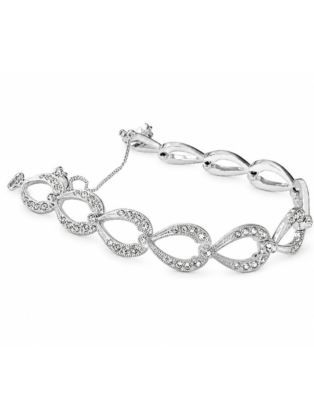 QVC CZ Infinity Bracelet Silver Tone Adjustable Chain Link Bracelet - Picture 4 of 7